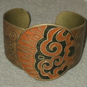 Unique Enamel Gold/ Bronze Cuff Bracelet